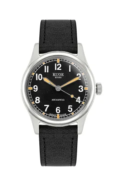 Hot KUOE Watch OLD SMITH 90-002 Automatic - Black Dial Black Strap