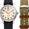 New KUOE Watch OLD SMITH 90-002 Automatic - Ivory Dial Nylon Strap