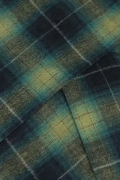 New ts(s) Ombre Plaid Cotton Flannel Cloth Bias Cut Scarf-Navy