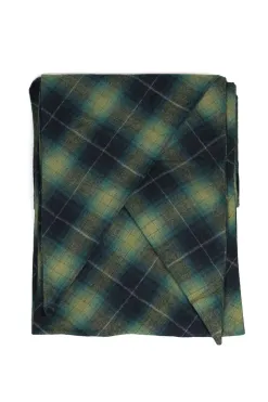 New ts(s) Ombre Plaid Cotton Flannel Cloth Bias Cut Scarf-Navy