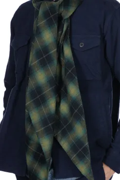 New ts(s) Ombre Plaid Cotton Flannel Cloth Bias Cut Scarf-Navy