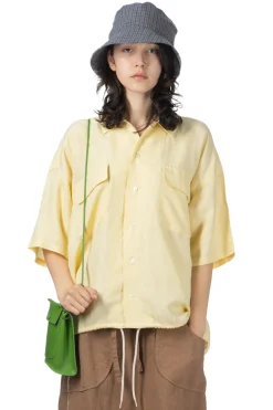 Discount Nanamica Open Collar Cupra Hemp S/S Shirt - Yellow