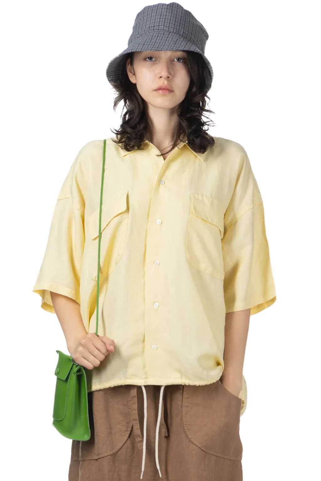 Discount Nanamica Open Collar Cupra Hemp S/S Shirt - Yellow