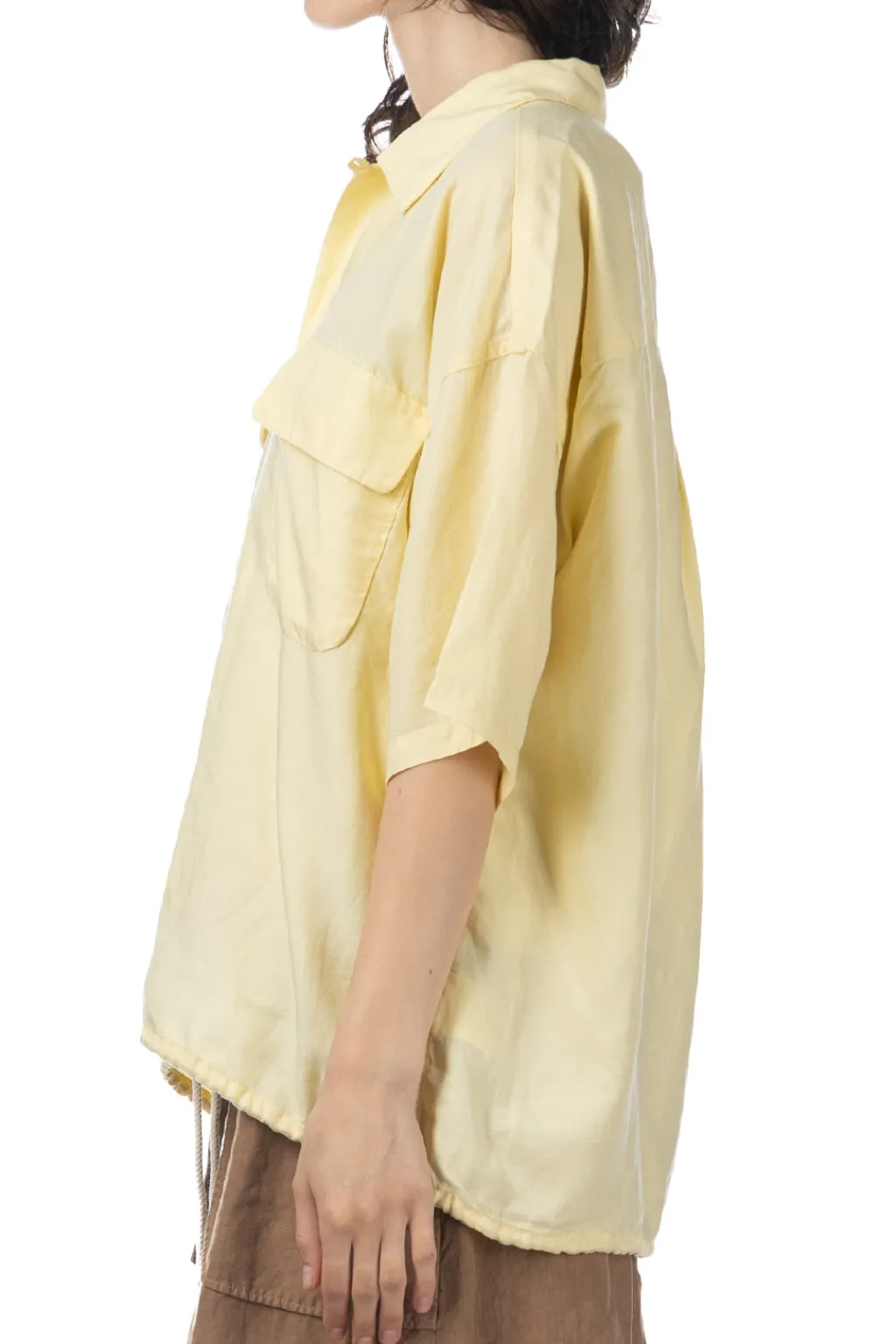 Discount Nanamica Open Collar Cupra Hemp S/S Shirt - Yellow