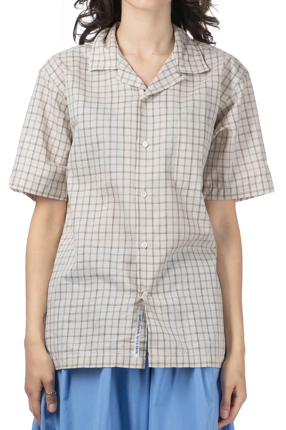 Online Nanamica Open Collar Panama Plaid SS Shirt - Beige