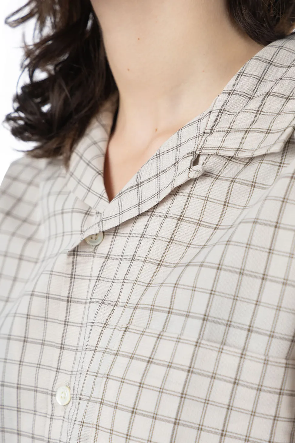 Online Nanamica Open Collar Panama Plaid SS Shirt - Beige