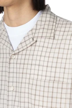 New Nanamica Open Collar Panama Plaid SS Shirt - Beige