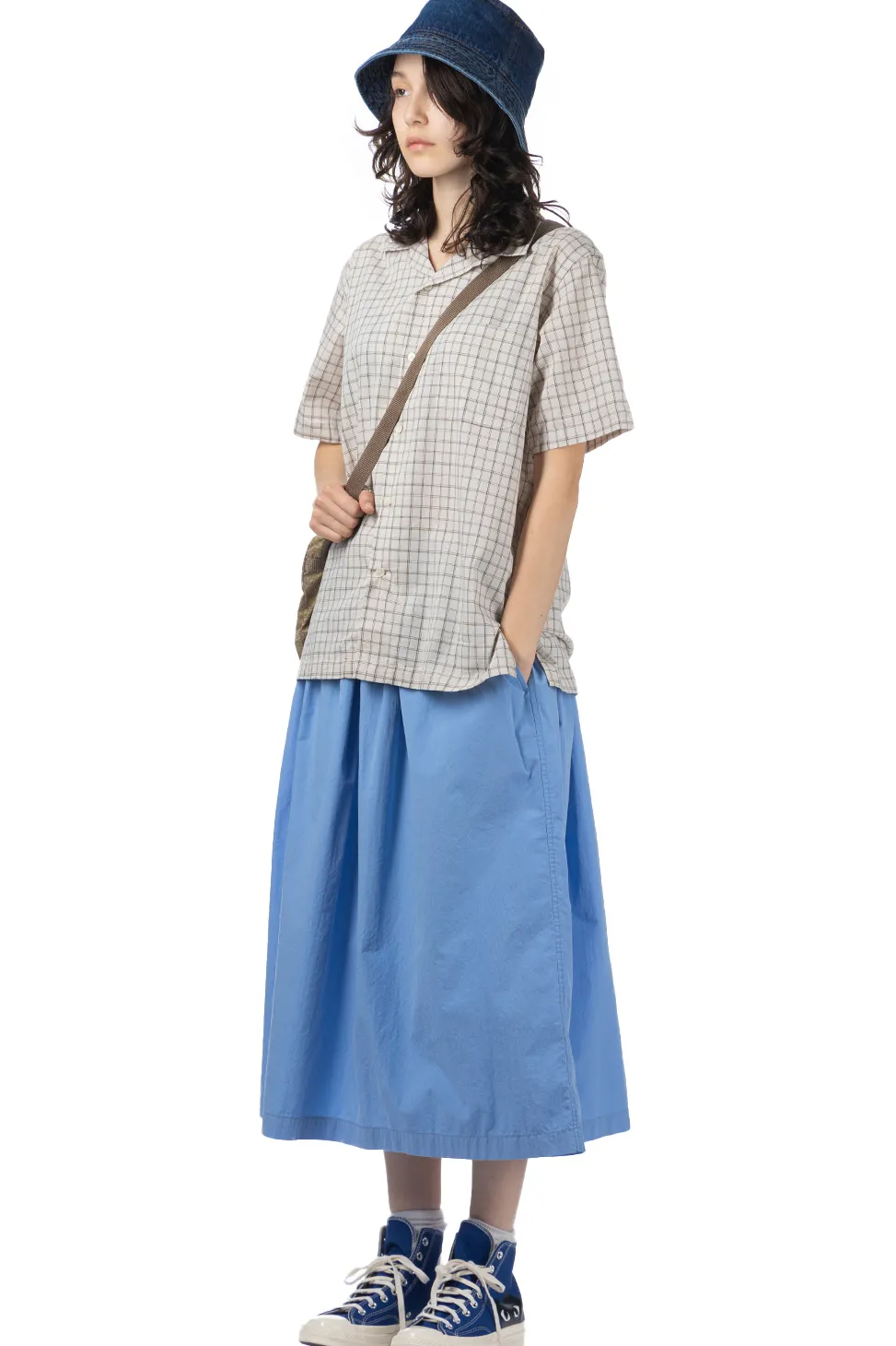 Online Nanamica Open Collar Panama Plaid SS Shirt - Beige