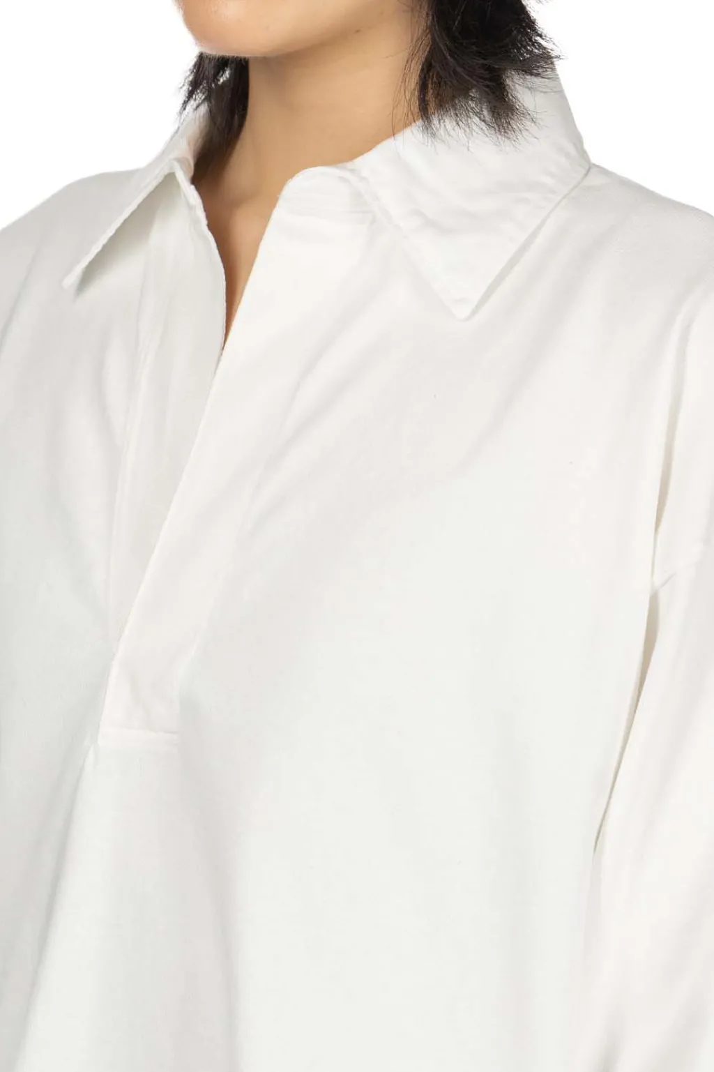 Outlet YLEVE Open End Cotton Pigment Dye Skipper Pullover - White