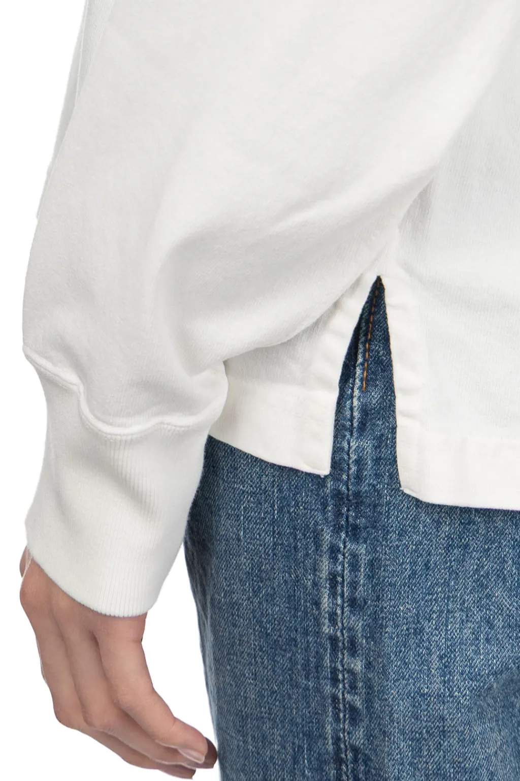 Outlet YLEVE Open End Cotton Pigment Dye Skipper Pullover - White