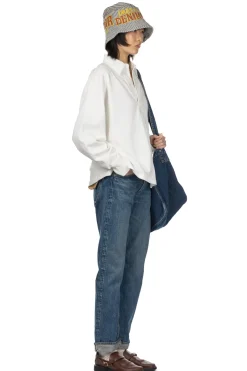 Outlet YLEVE Open End Cotton Pigment Dye Skipper Pullover - White