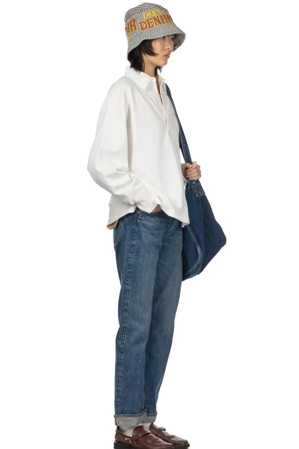 Outlet YLEVE Open End Cotton Pigment Dye Skipper Pullover - White