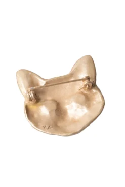 Fashion Palnart Poc Orange Cat Brooch - Brown
