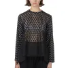 Clearance Comme Des Garcons TAO Organdy Embroidered Jersey Dot Print LS Top Black x Black
