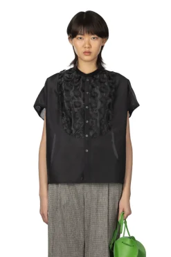 Fashion Manon Organdy French Blouse - Black