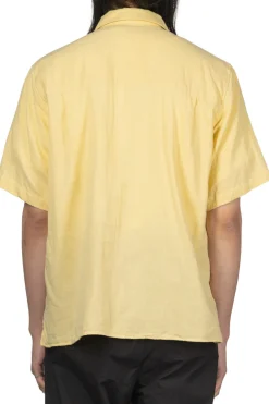 Fashion Manual Alphabet Organic Cotton Double Gauze Open Collar Shirt - Yellow
