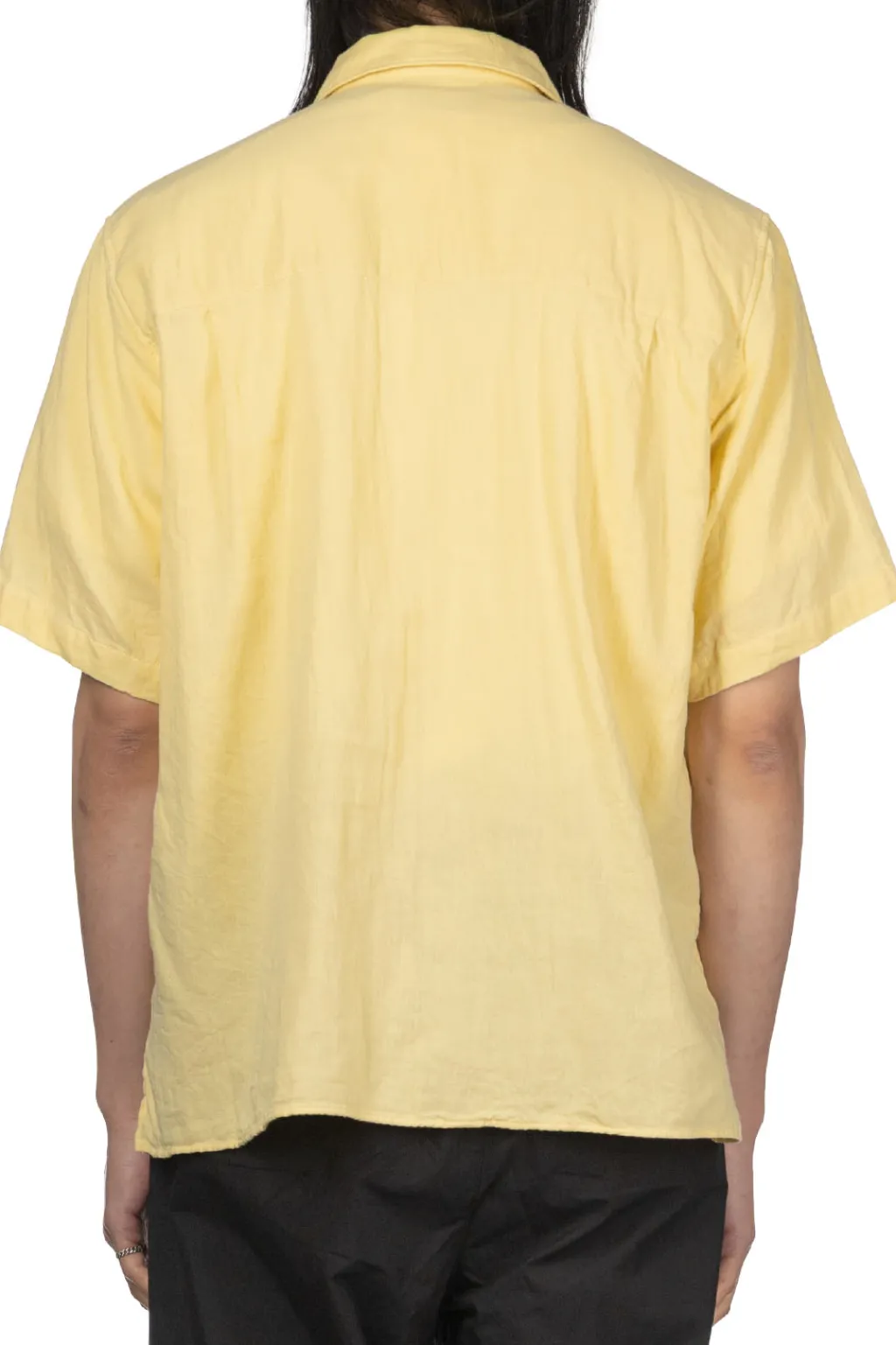 Fashion Manual Alphabet Organic Cotton Double Gauze Open Collar Shirt - Yellow