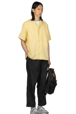 Fashion Manual Alphabet Organic Cotton Double Gauze Open Collar Shirt - Yellow