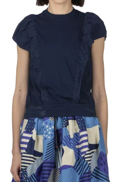 Discount Tigre Brocante Organic Cotton Frill Switch Shirt - Navy