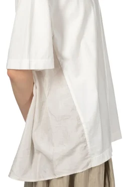 Outlet TOUJOURS Organic Cotton Light Jersey Combination T-Shirt -Off White