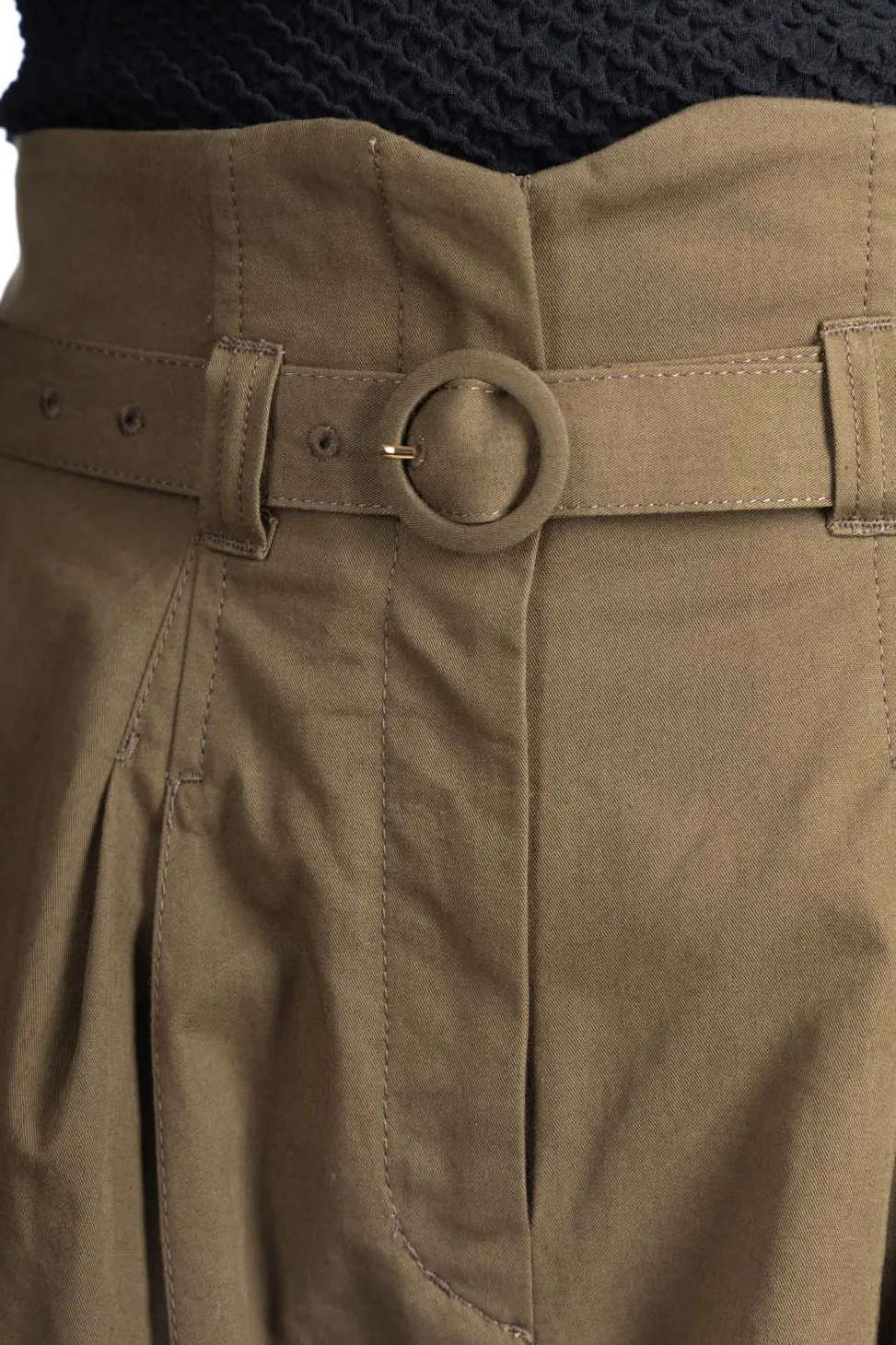 Hot Mame Kurogouchi Organic Cotton Twill High Waisted Cargo Trousers - Khaki