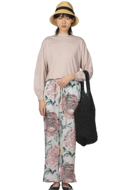 Online Manon Original Big Flower Print Easy Pants - White