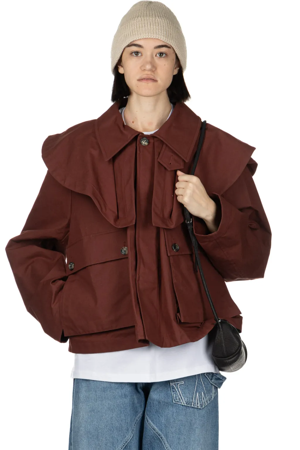 Best JW Anderson Oversized Collar Cropped Trench Jacket