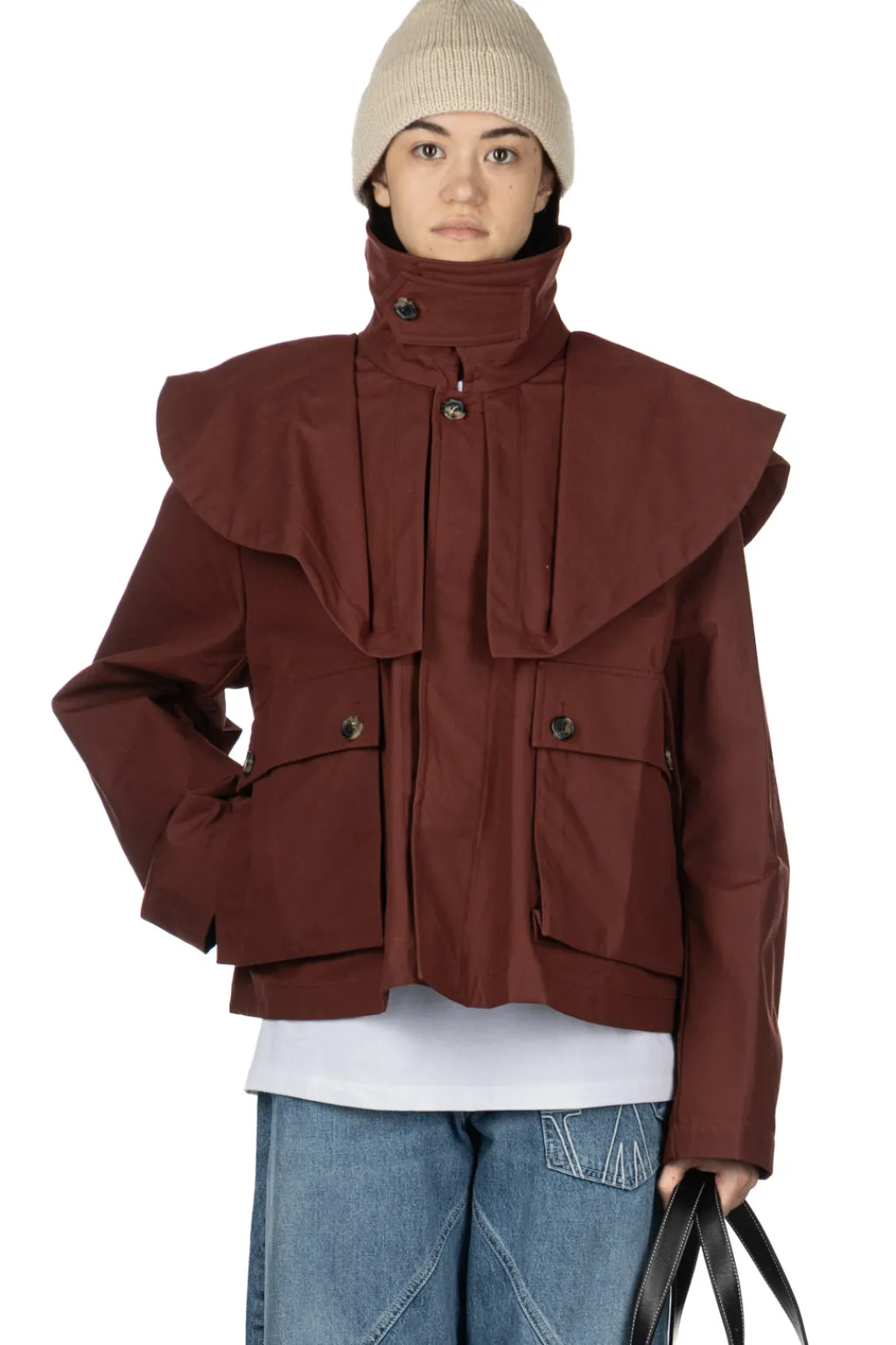 Best JW Anderson Oversized Collar Cropped Trench Jacket