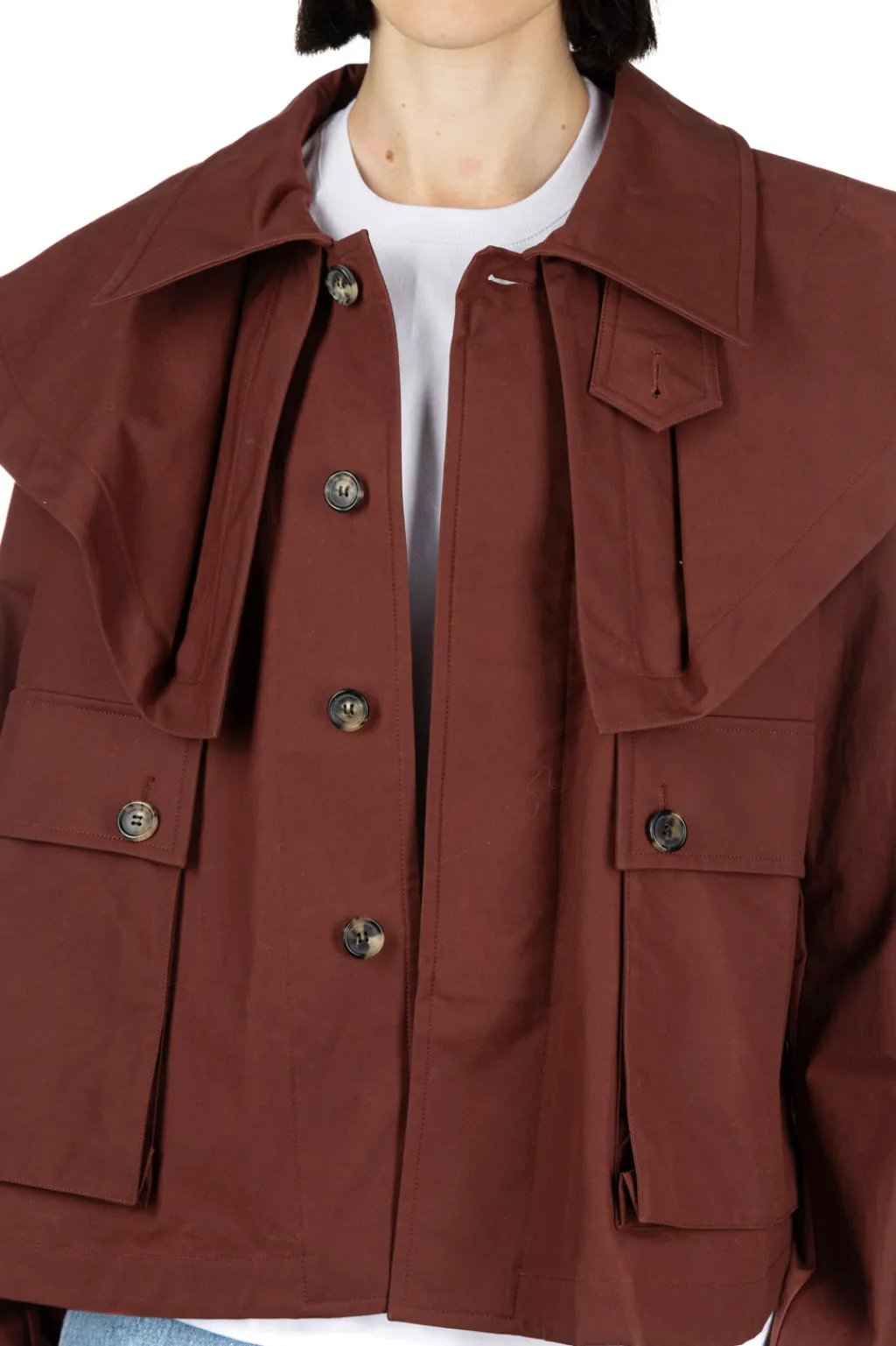 Best JW Anderson Oversized Collar Cropped Trench Jacket