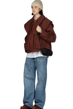 Best JW Anderson Oversized Collar Cropped Trench Jacket