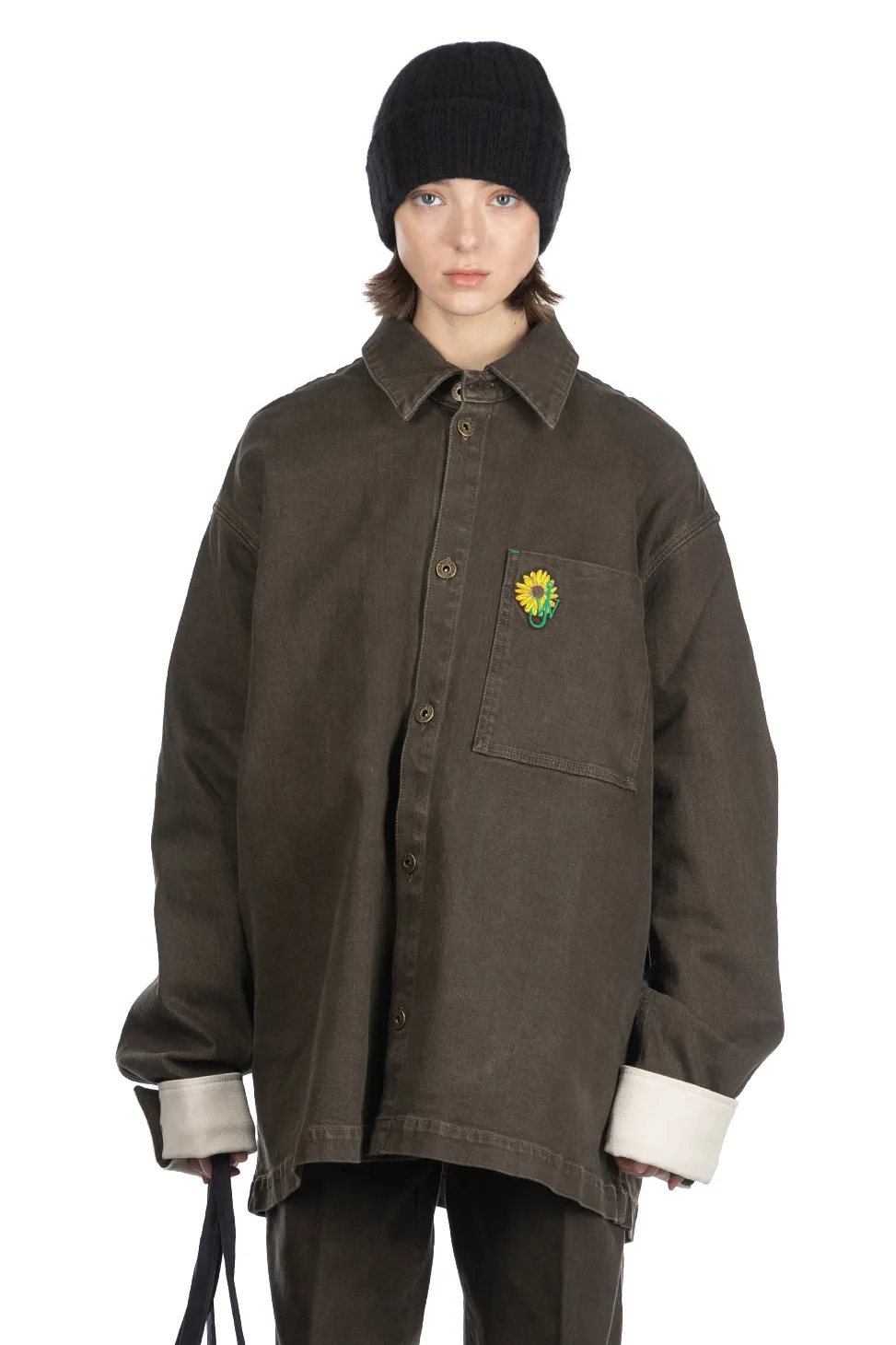 New JW Anderson Oversized Contrast Cuff Shirt - Smoke