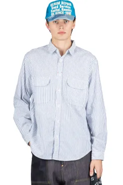 Hot Kapital OX Stripe Clip Shirt - Blue