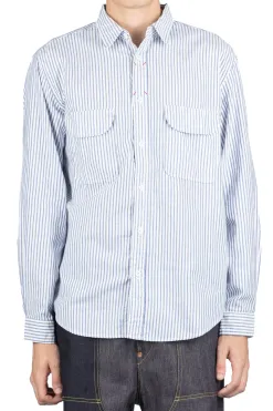 Hot Kapital OX Stripe Clip Shirt - Blue