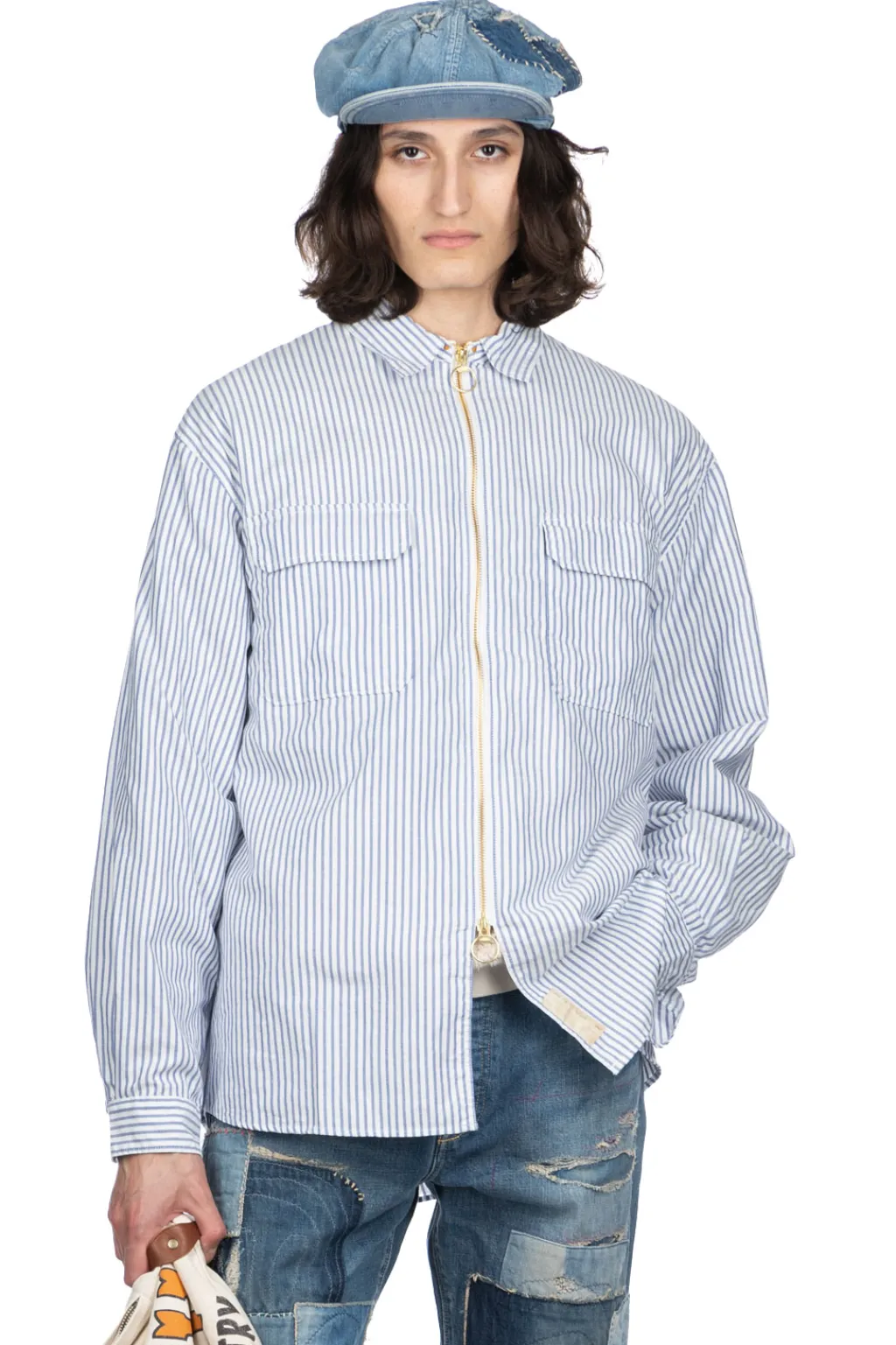 Clearance Kapital OX Stripe Drizzler Work Shirt - Blue