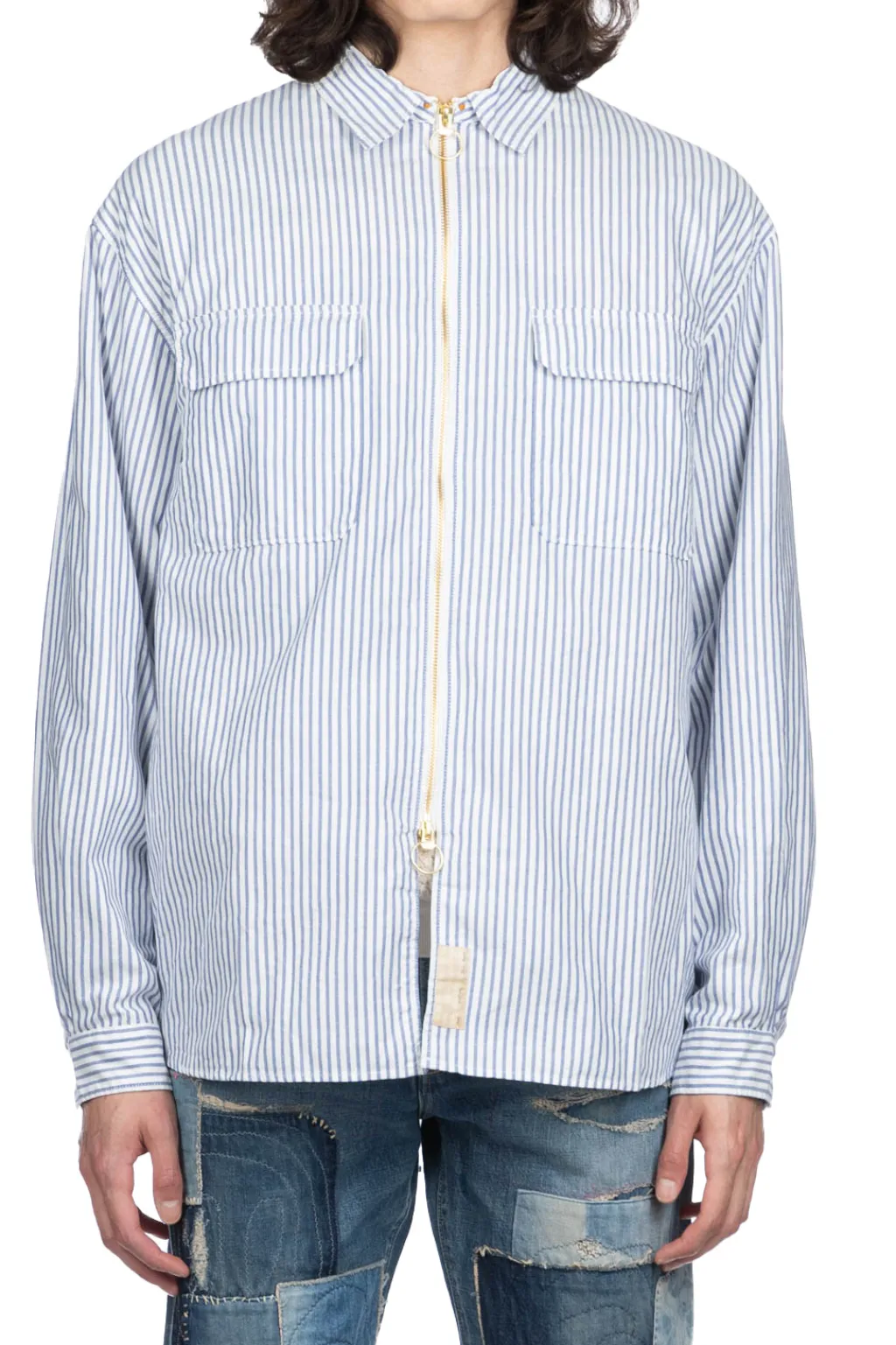 Clearance Kapital OX Stripe Drizzler Work Shirt - Blue