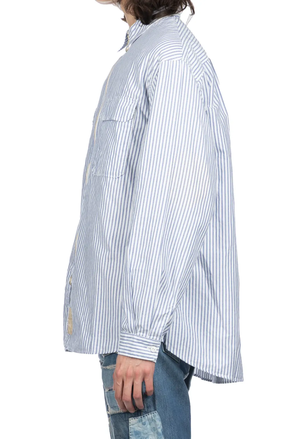 Clearance Kapital OX Stripe Drizzler Work Shirt - Blue