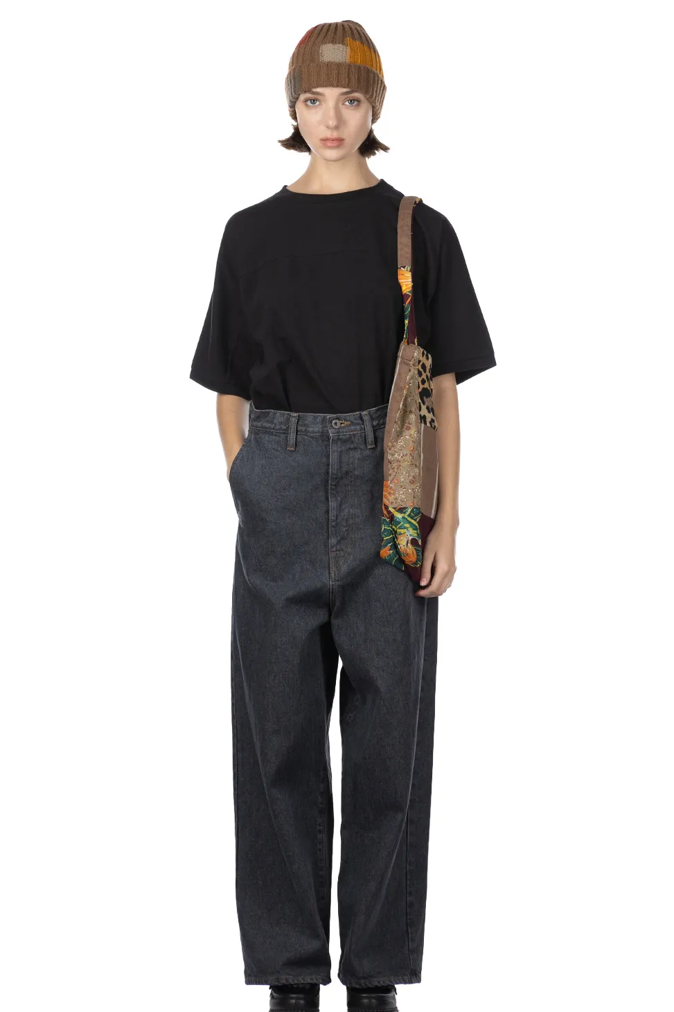 New Kapital 14oz BLKxECR Denim PORT Baggy Pants