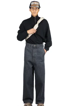 Outlet Kapital 14oz BLKxECR Denim PORT Baggy Pants