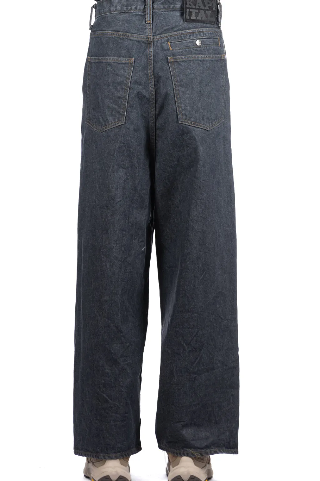 Outlet Kapital 14oz BLKxECR Denim PORT Baggy Pants