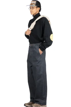 Outlet Kapital 14oz BLKxECR Denim PORT Baggy Pants