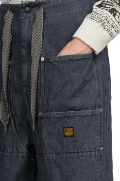 Fashion Kapital 14oz BLKxECR Denim W-Knee EASY Baggy Pants - BNA