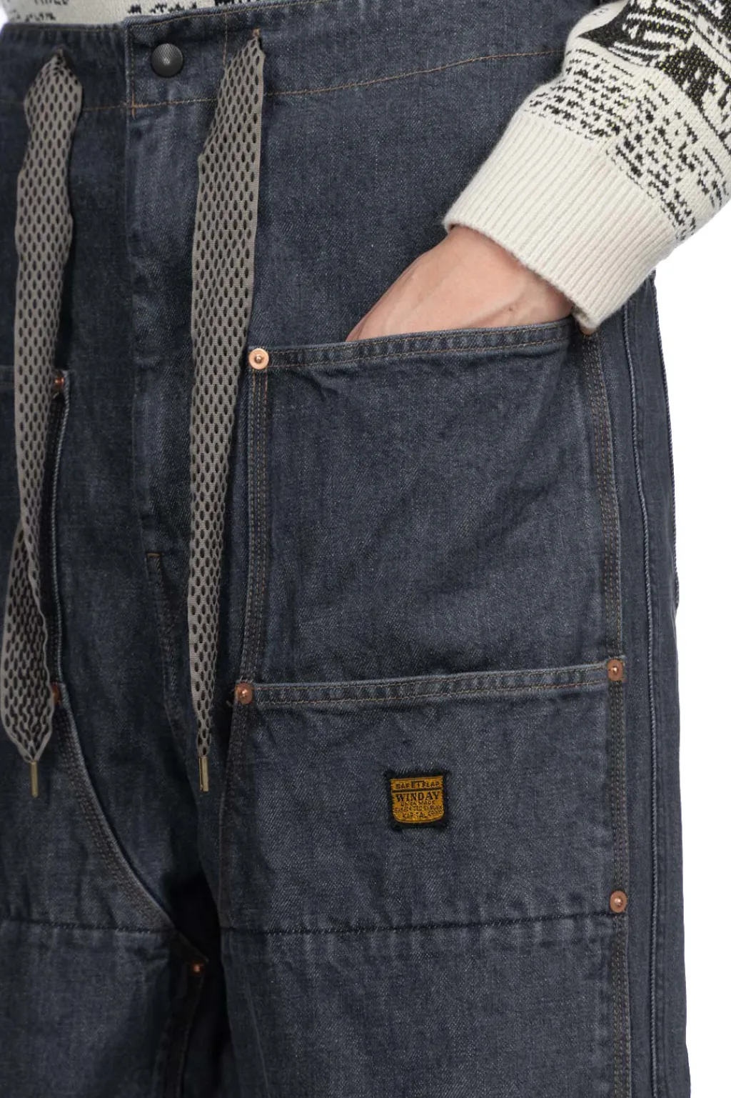 Fashion Kapital 14oz BLKxECR Denim W-Knee EASY Baggy Pants - BNA