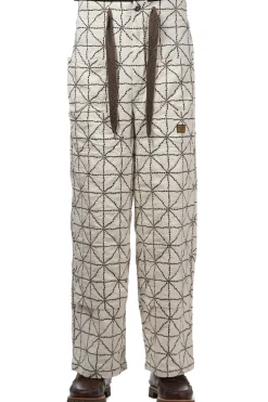 Clearance Kapital 8oz Color Denim FOLD DOJO W-Knee EASY Baggy Pants - Natural