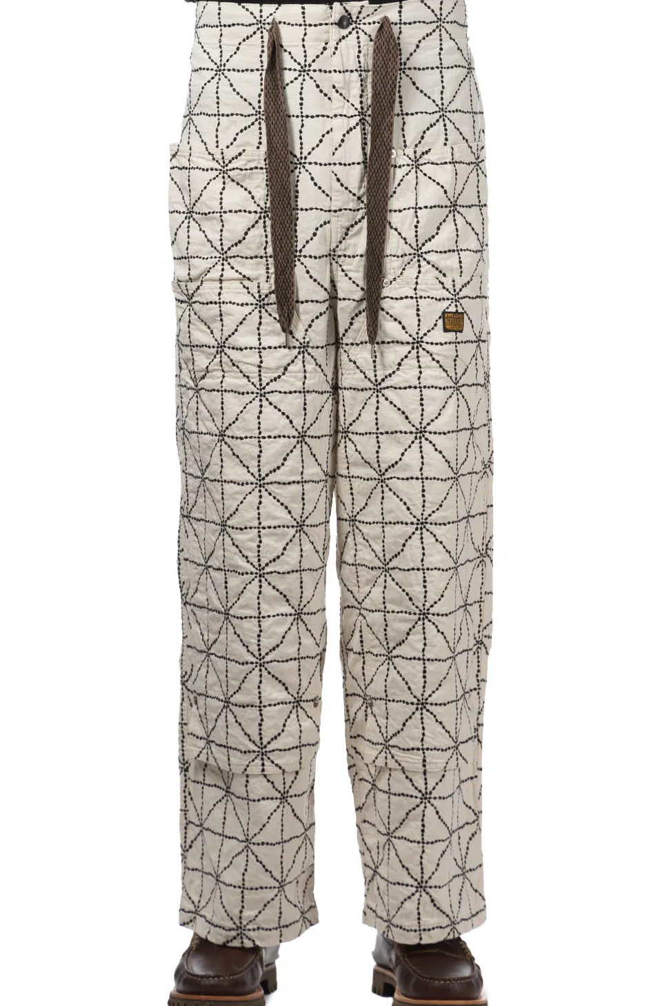 Clearance Kapital 8oz Color Denim FOLD DOJO W-Knee EASY Baggy Pants - Natural