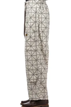 Clearance Kapital 8oz Color Denim FOLD DOJO W-Knee EASY Baggy Pants - Natural