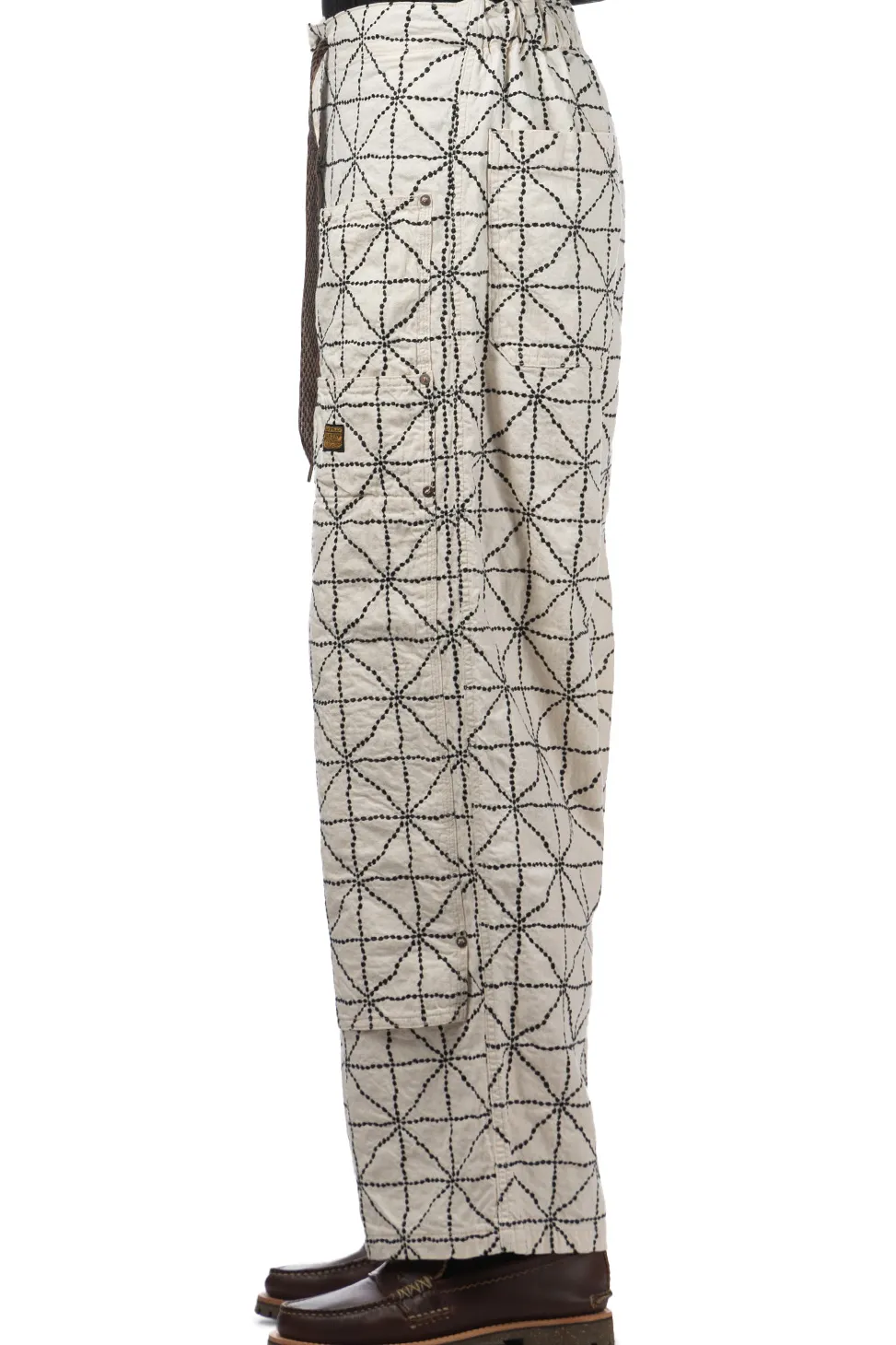 Clearance Kapital 8oz Color Denim FOLD DOJO W-Knee EASY Baggy Pants - Natural