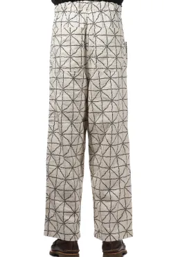 Clearance Kapital 8oz Color Denim FOLD DOJO W-Knee EASY Baggy Pants - Natural