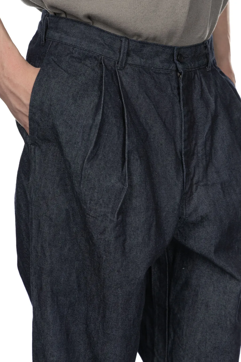 Clearance Still by Hand 10oz Denim 2 Tuck Pants - Navy