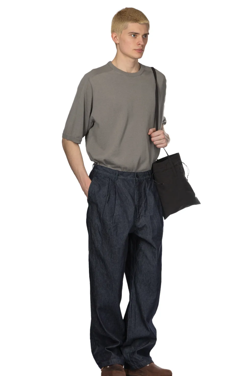 Clearance Still by Hand 10oz Denim 2 Tuck Pants - Navy