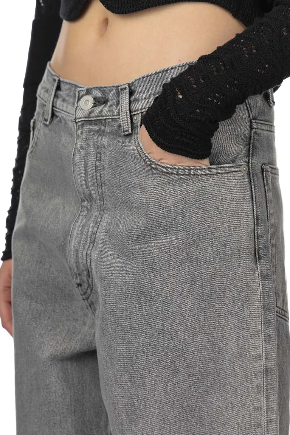 Fashion YLEVE 13.5oz Denim Baggy Fade - Ice Black
